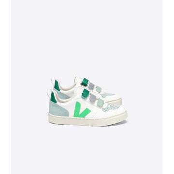 Veja V-10 CHROMEFREE Kids' Shoes White/Green | CA 741MQZ